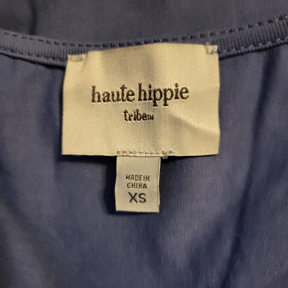 Women's Haute Hippie Top Blue and Tan Size XS NIP - Picture 7 of 8